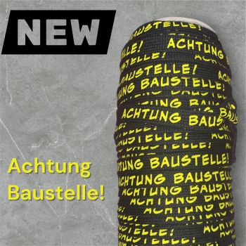 1 Meter * Flachkordel mit 3D-Druck - ACHTUNG BAUSTELLE! - schwarz / gelb