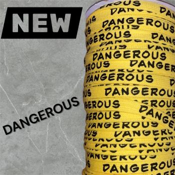 1 Meter * Flachkordel mit 3D-Druck - DANGEROUS - gelb / schwarz