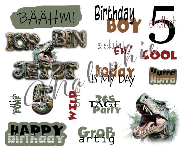 Bügelbildbogen * Geburtstag Dino 5