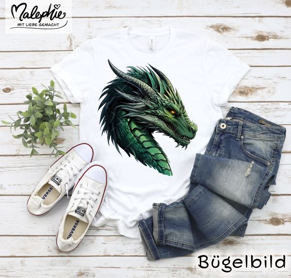 Bügelbild * Drache grün