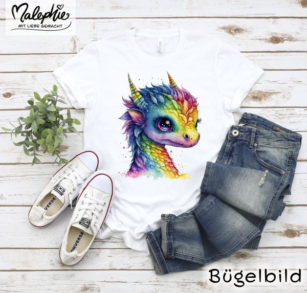 Bügelbild * Drache bunt
