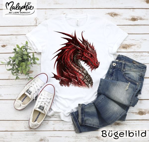 Bügelbild * Drache rot