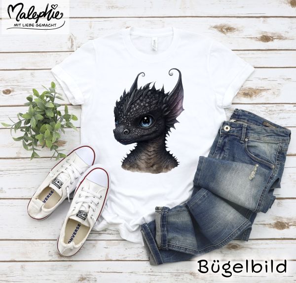 Bügelbild * Drache schwarz