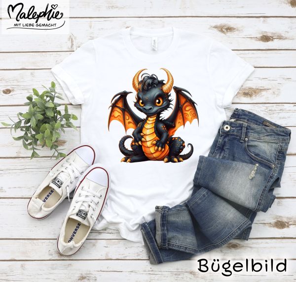 Bügelbild * Drache orange