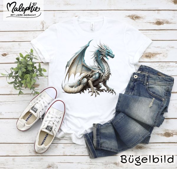 Bügelbild * Drache türkis