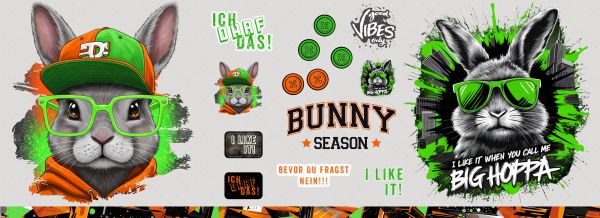 Bügelbildbogen * Hase grün * 20x55cm