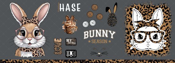 Bügelbildbogen * Hase LEO * 20x55cm