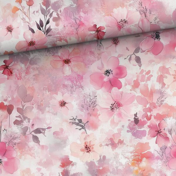 Allover * Blumen rosa - French Terry